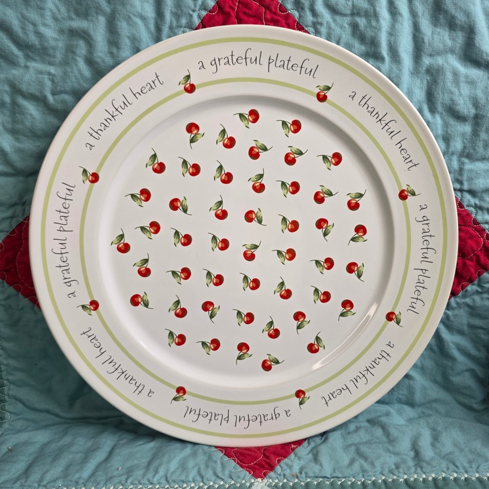 Hallmark Giving Plate Cherries A Thankful Heart A Grateful Plateful Ceramic 12in